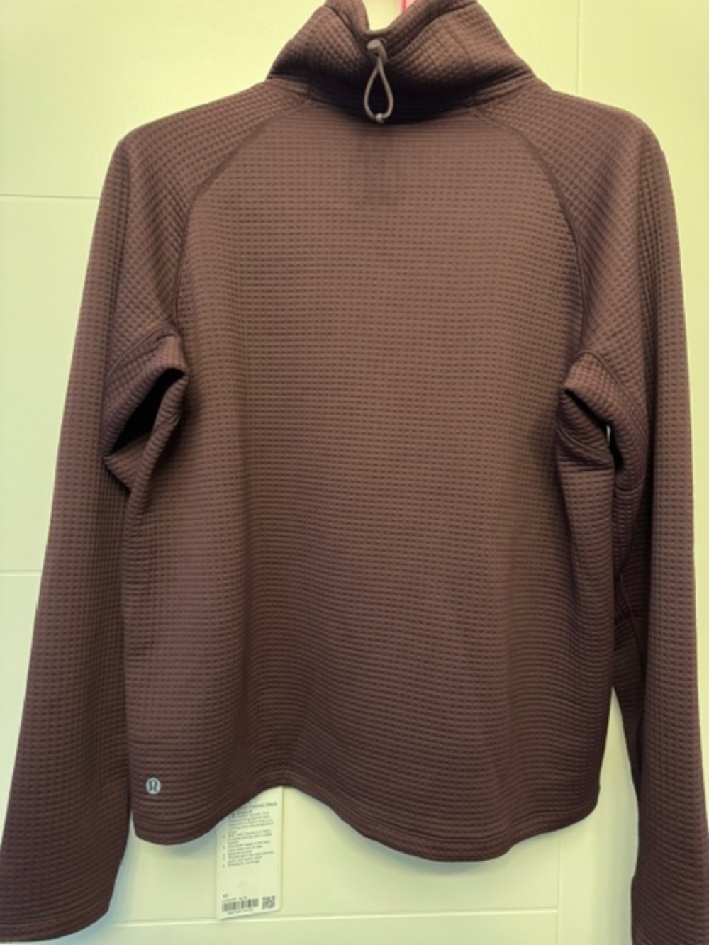 LULULEMON Waffle-Knit Funnel-Neck Long Sleeve - NEW- Burgundy - Size 10